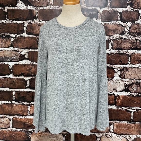 Gibson Top Long Bell Sleeves Grey Heather Small - Picture 1 of 10